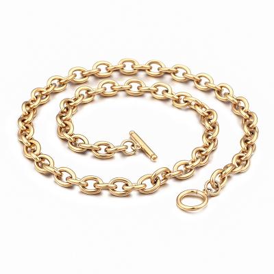 China Latest Product Men's Punk Jewelry 14K Gold Necklace Chains, Trendy Design 316L Stainless Steel Jewelry Tennis Chain Necklace for sale