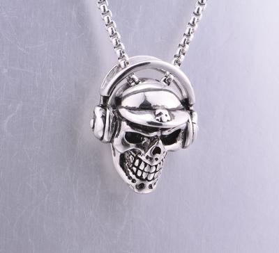 China The new environmental friendly men's punk necklace titanium steel rock stainless steel skull pendant European and American border tide men for sale