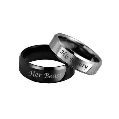 China Non-fading Beauty And The Beast Ring Couple Ring Titanium Steel Men And Women Ring Retro for sale