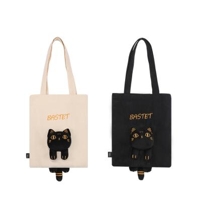 China Customer's Logo Gaia Anderson Cat Canvas Bag Plush Shoulder Bag Diagonal Straddle Bag for sale