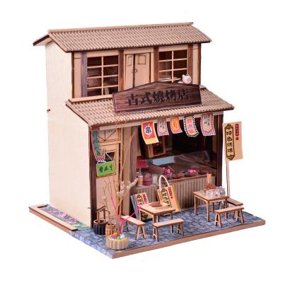 China Hotel and Resort Chinese Style Retro DIY Cottage Barbecue Shop Attic Assembly Model Creative Handmade Gifts for sale