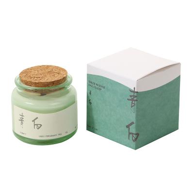 China 2 Color Graphics Printing on Wooden Cork Green Cup Aromatherapy Candle for Niche Event for sale