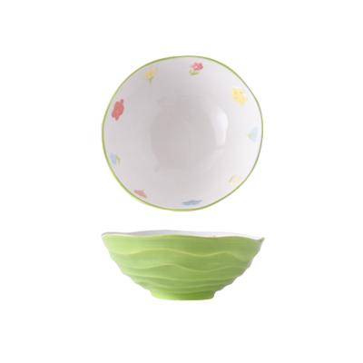 China 7-inch Ceramic Noodle Bowl for Household Tableware Event Gift and Silk Screen Printing for sale