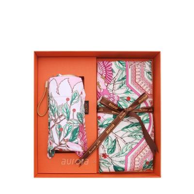 China Mulberry Silk Square Scarf and Folding Umbrella Set for Corporate Gifting Solutions for sale