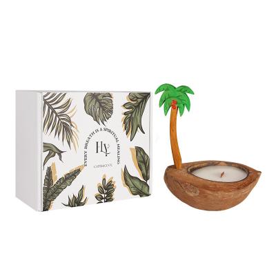 Chine Logo du client Concasse de noix de coco bougie aromathérapie boîte cadeau parfum de l'île d'été à vendre