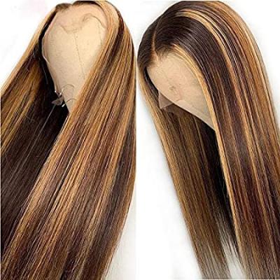 China Wholesale Body Wave 13x4 Lace Frontal Wig Highlight Body Wave Wig P4-27 Color 100% Brazilian Hair Wig for sale