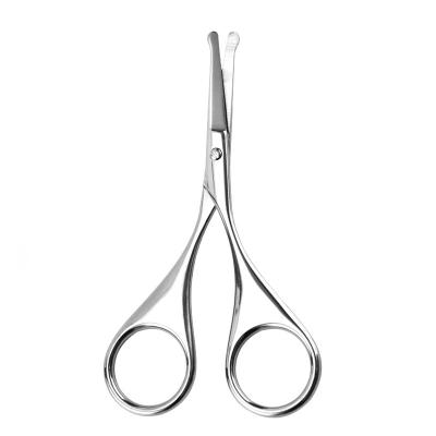 China Single Blade Nose Hair Trimming Scissors Men's Stainless Steel Beard Trimming Eyebrows Manually Without Nose Hair for sale