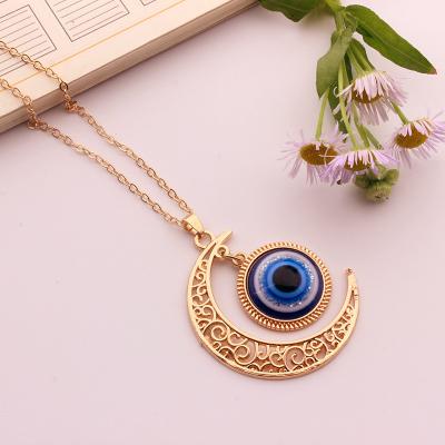 China FASHIONABLE Blue Devil Eye Turkey Moon Alloy Fashion Pendant Necklaces Bring Lucky Evil Angel Eyes Necklace ornaments for sale