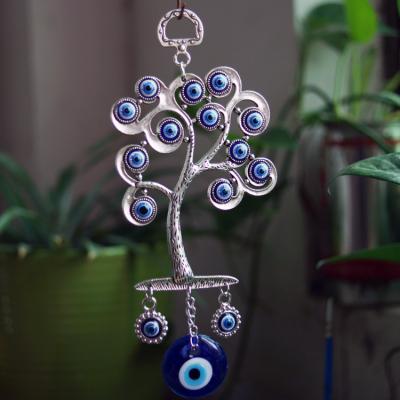 China FASHIONABLE Wholesale Turkish Blue Evil Eyes Alloy Pendant Souvenir Eye Demon Eye Tree Peace Hanging Ornaments for sale