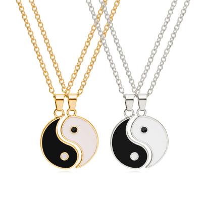 China Amazon Trendy Fashion Wholesale Couples Necklace Tai Chi Yin Yang Gossip Splice Creative Pendant Necklace for sale