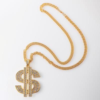 China FASHIONABLE Personality Overstated Bossy Big Rough Symbol Men's Hip-Hop Dollar Necklace Pendant Rings Jewelry Sets for sale