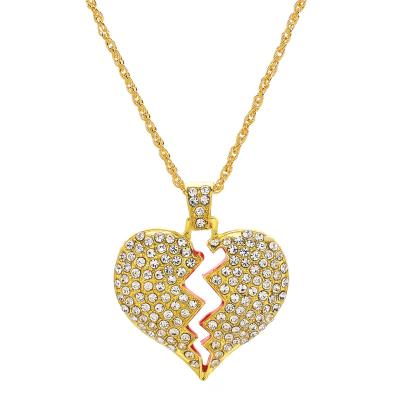 China Kingcome New Hip Hop Two-Half Heartbreak FASHION Combination Pendant Necklaces Shape Heartbroken Magnetic Suction Couples Necklace for sale