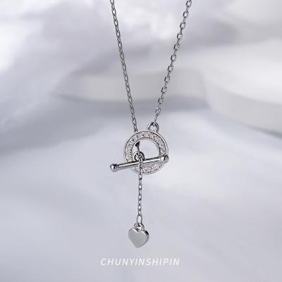 China FASHIONABLE Design Necklaces S925 Sterling Silver OT Chain Clavicle Tassel Fashion Kingcome Heart Magnet Necklace Buckle for sale