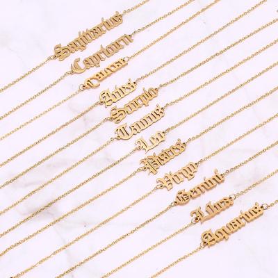 China FASHIONABLE Wholesale Custom 18k Gold Plated Stainless Steel Letter Birth Sign Bracelets Zodiac Horoscope Charm Bracelet for sale