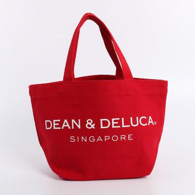 China Wholesale 12oz Organic Reusable Red Fabric Canvas Handled Custom Tote Bag Printed With Logo for sale