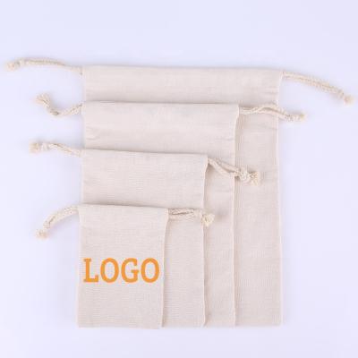 China PUNCH Factory Price Custom Reusable White Drawstring Bag Canvas Cotton Bags Eco - Friendly With Logo for sale