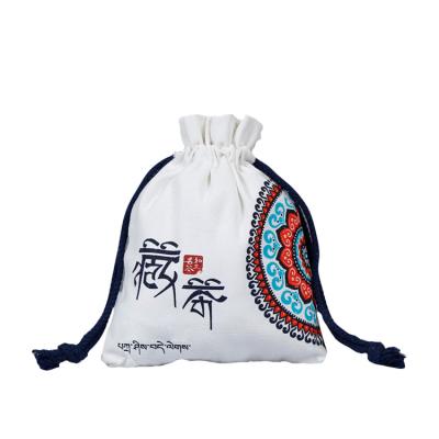 China Factory Best Price Cotton Canvas Eco Friendly Reusable Drawstring Bag Rope Handle With Custom Printed Logo for sale