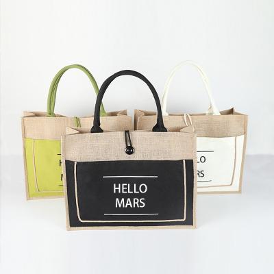 China High Quality Eco Friendly Shopping Handled Tote Bags With Custom Logos Factory Burlap Beach Bag for sale