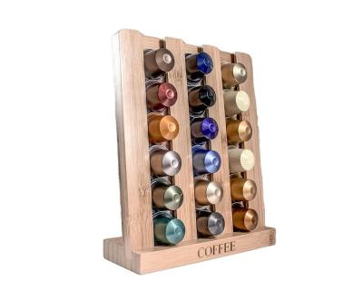 China Sustainable bamboo coffee pod capsule holder for 18 capsules for sale