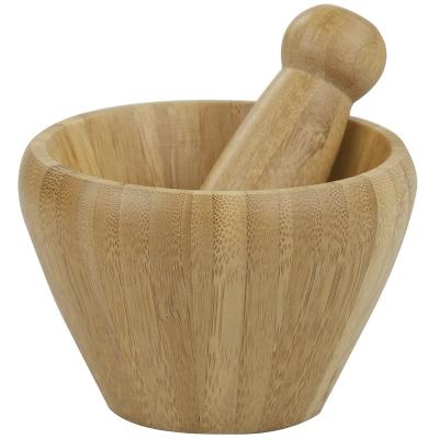 China Sustainable bamboo mortar and pestle set for sale