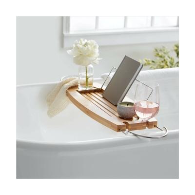 China Sustainable Luxury Bamboo Tub Caddy Bathtub Spa Caddy Tray for sale