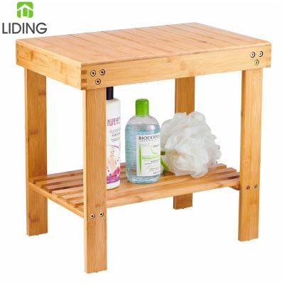 China Contemporary Spa Bench Bamboo Step Stool Wooden Foot Stool for sale