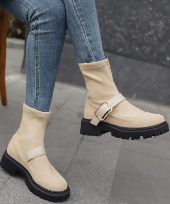 Chine Fabriqué en Italie Bottes en cuir féminin avec haut et bas talon en cuir authentique à vendre