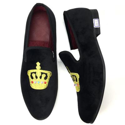 China Luxus schwarze Männer Samt Loafers Round Toe Atmung für Party / Abend zu verkaufen