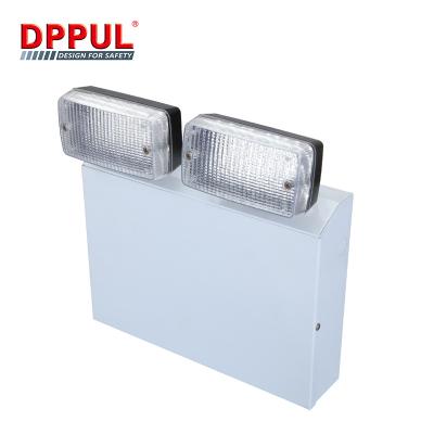 China Commercial Wholesale Custom 3 Hours High Head Emergency Lighting Twin Lamp Safe Go Out Waterproof Rechargeable Twin LED Spot Emergency Light for sale