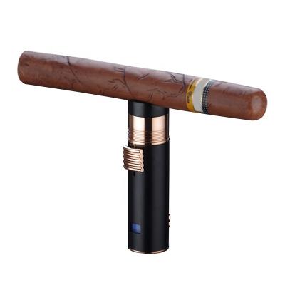 China Gas Table Cigar Stand Up Luxury 3 Flame Butane Gas Jet Flame Torch OEM Cigar Lighter With Punch Cutter for sale