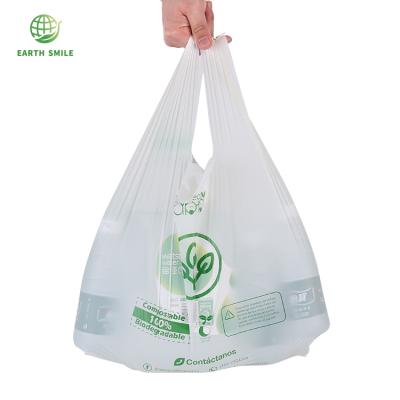 China 100% Naturally BIODEGRADABLE Cornstarch Pla Pbat Printed Custom Biodegradable Plastic Vest Carrier Bags for sale