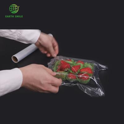 China Moisture Proof Food Pack Corn Pla Cling Film Roll 100% Compostable Food Cling Wrap Biodegradable for sale