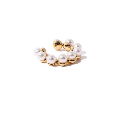 China Trendy American newcomer trendy gold plated natural pearl earrings ear clip c-shaped earrings for women for sale