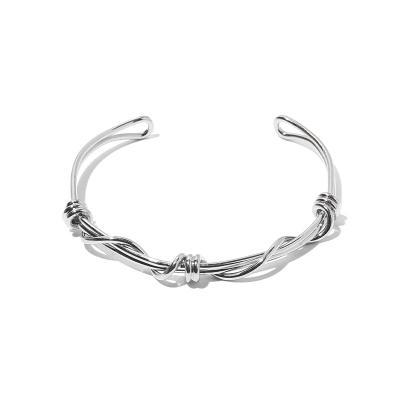 China High Quality New Arrival Fashion Metal Bangle Platinum Plated Line Wrapping Bracelet Adjustable For Women for sale