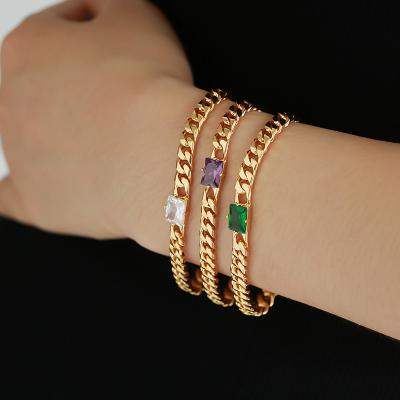 China High Quality New Arrival Copper Zircon Bracelet Fashion Simple Style Luxury New Design Charm Bracelet Jewelry For Women for sale