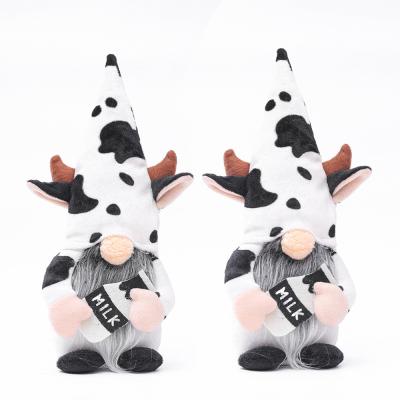 China 2021 Harvest Festival Cow Style Faceless Doll Decor Plush Ornament Fashionable Home Gnomes for sale