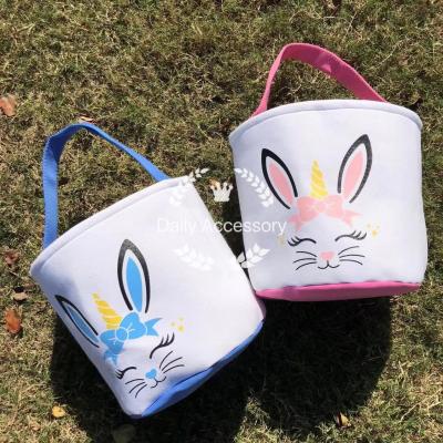 China Fashionable Round Handbag Bunny Bag Easter Background Funny Candy Bags Easter Bunny Basket for sale