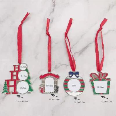 China Aluminum Christmas Santa Decoration Metal Insert Sublimation Christmas Ornament White Pendant for sale