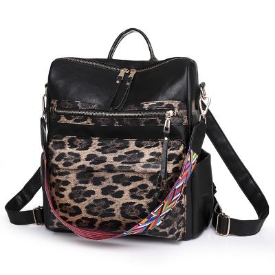 China INS waterproof fashion print custom women travel leopard backpack leather bags wholesale for sale