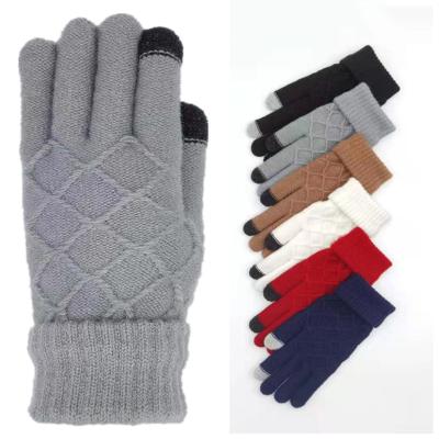 China Hot Fashion Women Men's Winter Touch Screen Skiing Gloves Jacquard Knitted Gloves for sale