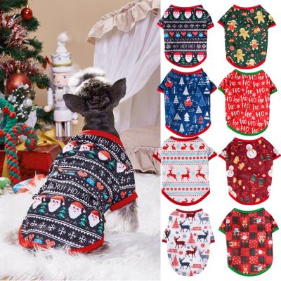 China Stocked Printed Christmas Day Teddy Pet Cat Dog Clothes for sale