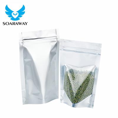 China Safety China Custom Printed Resealable 100g Plastic Clear Silver Zipper Backing Sandbags for sale