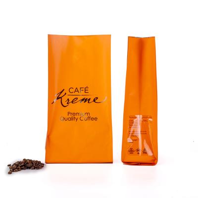 China Safety Free Sample Orange Custom Coffee Bean Foil Liner Heat Seal Coffee Packaging Bags With Valve for sale