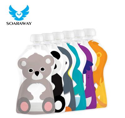 China Liquid Reusable Baby Food Drink Squeeze Pouches Cartoon for sale