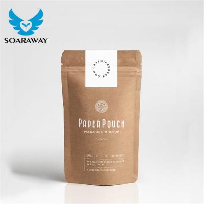 China Recycled Materials Personalized Custom Printed Waterproof Brown Kraft Paper Food Ziplock Bags For Coffee Packaging for sale