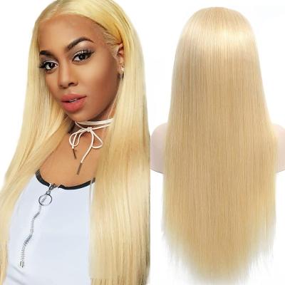 China 613 Blonde Virgin Hair 360 HD Lace Headband Soft Thick Straight Barely Shedding Barely Shedding Top Quality Raw Wigs for sale