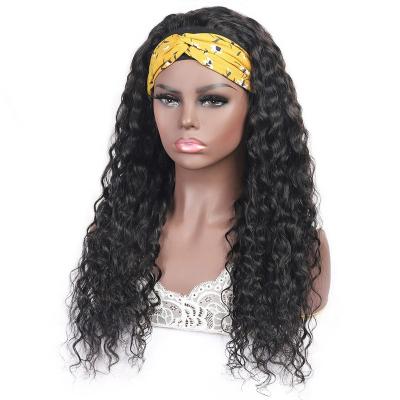 China New Arrival Barely Shedding Soft Thick Soft Machine Made No Lace Front Human Hair Curly Headband Wig For Black Women for sale