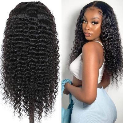 China Low Price Wholesale Low Price HD Soft Thick Shedding Loose Deep Curly Wave Barely Loose Lace Front Wig Vendor Raw Human Hair Wigs for sale