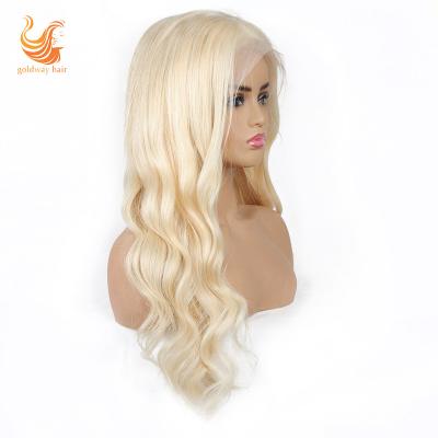 China Hot Selling Soft Smooth Thick Shedding Barely Read To Board Body Wave Honey Blonde 613 Lace Front Human Hair Wigs for sale