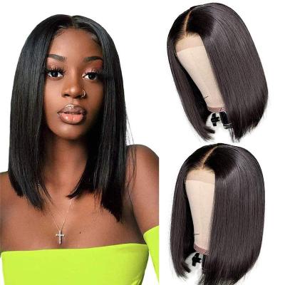 China Hot Selling Peruvian Short Remy Hair Silky Straight Wave 4x4 13x4t Lace Front Colored Lead Wig for sale